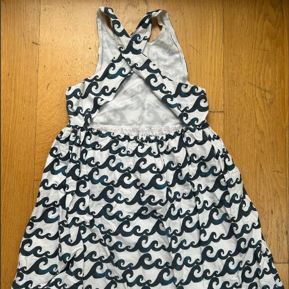 Petit Peony White and Blue Wave Criss Cross Dress - Picture 2 of 4